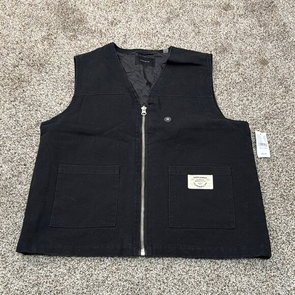 PACSUN Men's Black Canvas Zip Up Vest Size M - Picture 4 of 11